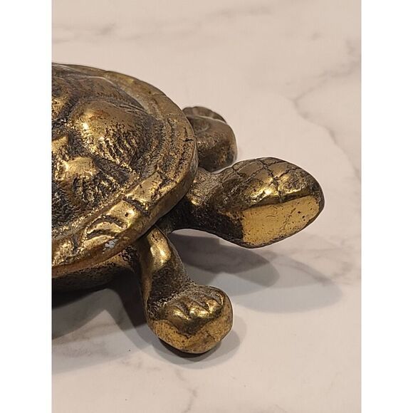 Brass Turtle Trinket with Hinged Box Pill Box Jewelry Holder Made In England EUC - Picture 9 of 11